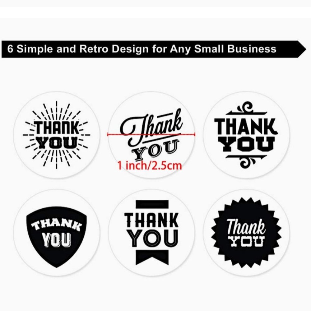 100 Retro Thank You Stickers 1"